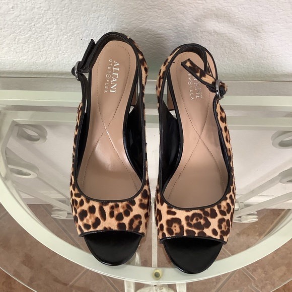 Alfani Shoes - Alfani Step N Flex, Leopard Slingback Open Toe Heels. Size: 9.5